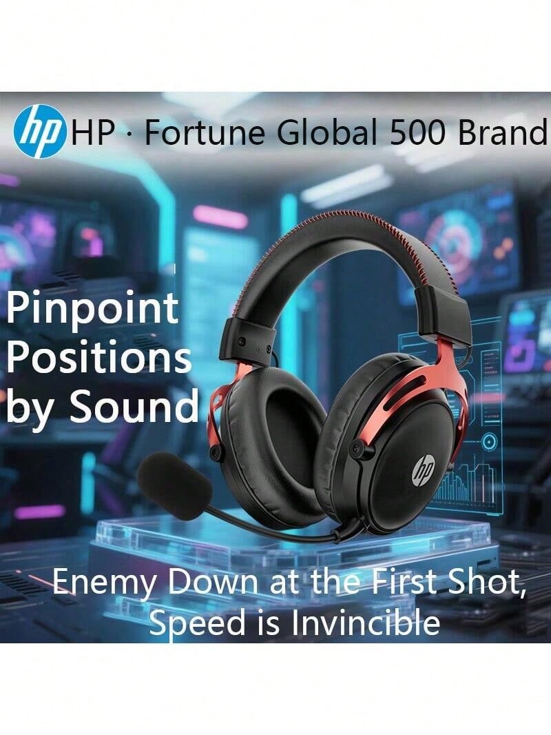 HP سماعة رأس للألعاب GH20pro، مصممة لألعاب FPS لتحديد موضع الصوت، صوت محيطي 7.1 قناة، اتصال سلكي ولاسلكي متعدد الأوضاع، باللونين الأسود والأحمر - الأسود والأحمر - مشاهدة 1