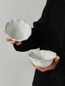 1pc/2pcs/4pcs Unique Ceramic Bowls, Minimalist Ins Style Ice Cream/Dessert Bowls, Home Use Rice/Salad/Pasta Bowls, 3D Lotus Pattern Snack Bowls. Suitable For Restaurant, Living Room, Cafe, Wedding, Gathering, Party. - White - View 12