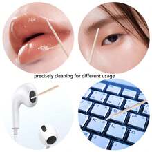 100pcs Multi-Functional Pointed-Tipped Cotton Swabs, Pointed-Mouth Makeup And Beauty Eyeliner Toothpicks, Cotton Swabs, Small Nail Art Tools, Pointed-Tipped Cotton Swabs - White - View 4