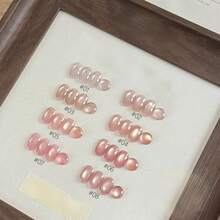 MIANEL GEL 10毫升夏季指甲油套装，包含粉色、金色、白色月光芭蕾猫眼凝胶指甲油、2026新款裸粉色指甲油（提亮肤色）、金色闪粉玻璃珠指甲油、美甲用品 - 彩色 - 查看 3