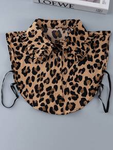 1pc Plaid & Leopard Print Casual Holiday Ruffle Collar Dickey