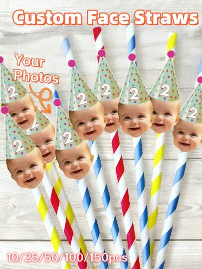 10/25/50/100/150 Stücke personalisierte Foto-Strohhalme - perfekt für Familienfeiern, lustige Partys, geeignet für Kinder- und Erwachsenen-Geburtstagsfeiern, Junggesellinnenabschiede. Foto-Strohhalme, lustige Foto-Strohhalme, Partyfavors, Kindergeburtstags-Dekorationen, Erwachsenen-Geburtstags-Dekorationen, Junggesellinnenabschieds-Dekorationen, personalisierte Foto-Strohhalme, Geburtstags-Spaß-Strohhalme, Partydekoration und -geschenke, DIY-Partybegeisterte.