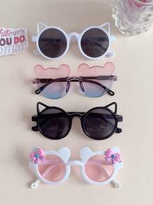 1/2/3/4件套 男女童可爱漂亮小熊蝴蝶结眼镜 3款套装 儿童宝宝时尚眼镜 返校礼物 - 彩色 - 查看 22