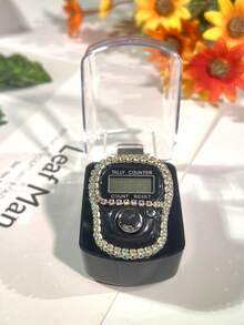 1pc Mini Rhinestone Counter Finger Ring Tally Counter, Compact & Lightweight, 0-99999 Counting Range, Convenient For Prayer Counting, Inventory Counting, People Counting, Etc. - Multicolor - View 7