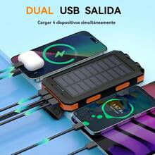 Banco de energía solar 2025 de 20000 mAh: cargador portátil con panel solar, puertos USB duales QC3.0, linterna LED, batería externa duradera para teléfonos y dispositivos electrónicos, ideal para viajes y campamentos. - Multicolor - Ver 3