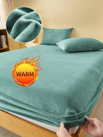 1pc Fitted Sheet, Bedding, Mattress Protector, Bed Cover, Cozy Home Textile, Soft-Comfortable Mattress Cover, Solid Color Sheet, Bed Sheet Only, Deep Pocket, Without Pillowcase, Machine Washable, Bedding Gifts, Fits For Twin Full King Queen Size Beds, Machine Washable, Autumn Decor, Winter Decor, Green