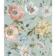 RoomMates RMK12281PL - Papel pintado de amapola clásico para despegar y pegar, 52 x 5,5 m(Azul) - Multicolor - Ver 3
