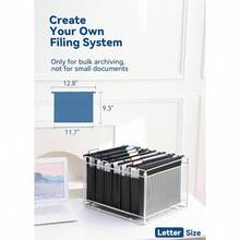 Plastic Capacity Hanging File Folders, 2 Inch Expanding Pocket, Heavy Duty Filing Cabinet, Insertable 1/5 - Cut Tabs, Letter Size - 12 Pack - Black - View 7