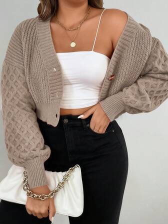 Casual Versatile Textured Knit Women Cardigan Sweater