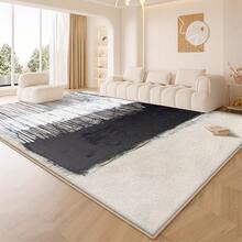 Large Modern Abstract Black White Beige Floor Mat - Luxurious Soft Rectangular Floor Mat, Machine Washable, Suitable For Living Room, Bedroom, Corridor - Black White Beige Gray Blue Gray Design, Available In Large Size, Textured And Fashionable, Suitable For Office Or Dormitory, Large Space Suitable Beige Black Gray Tone, Modern Living Room Carpet - 彩色 - 查看 1