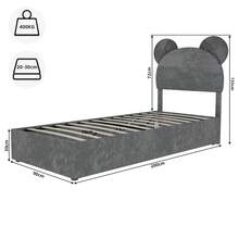 Modern And Minimalist Upholstered Bed With Soft Cartoon-Shaped Headboard, 90x200 Cm, Grey, Multifunctional Bedroom Furniture, High Storage Bed Base With Gas Lift Mechanism, Mattress Not Included. - Gray + Fabric + Metal + Memory Foam - View 3