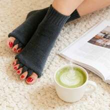 Women Toe Separator Socks Toeless Foot Alignment Socks For Yoga GYM Massage Pain Relief Improves Circulation Stretchy - Màu xanh lam - Xem 1