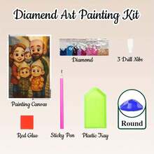 Kit de pintura de diamantes 5D con foto personalizada a retrato de dibujos animados - Obra de arte de diamantes de estilo anime personalizado de 6 pulgadas, adecuado para decoración, regalos de cumpleaños, Día de la Madre, retratos de pareja o familia de dibujos animados (Cargar 0-5 fotos) - Efecto de dibujos animados - Ver 3