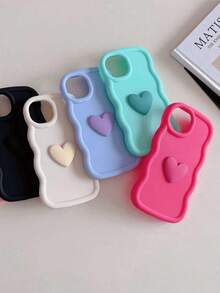 Neuestes Großloch-Einfarbiges Herz Plüschtier kompatibel mit iPhone 11/12/13/14/15/16 Soft Stoßfeste Handyhülle, Minimalistisches Herz Handyhülle kompatibel mit iPhone 17/17Pro/17proMax/17Air mit welligem Rand Rutschfeste Handy Schutzhülle - Weiss - Übersicht 4