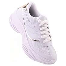 Women's Casual Sneakers, Blogger Style, Platform Shoes, White, Black, Beige, Comfortable, Chunky, Lightweight, New Release, Top Quality, Original Fashion, White Sneakers - 白金 - 查看 2