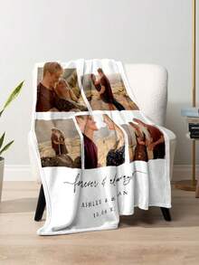 1pc Customized Photo Blanket, Customized Flannel Blanket, Can Print Photos And Text, Bedding Blanket, Customized Bed Blanket, Customized Picture Blanket, Personalized Family Photo Blanket, Customized Image Blanket, Personalized Throw Blanket, Best Friend Blanket, Cozy Blanket, Family Gift, Wedding Gift, Birthday Gift, Gift For Friends, Gift For Her - 5 Photo - 查看 3