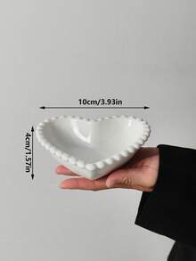 1pc/2pcs/4pcs Simple White Polka Dot Heart-Shaped Bowl, Ice Cream Dessert Bowl, Home Salad Pudding Bowl, Ceramic Tableware Bowl, Creative Niche Snack Bowl - White - View 6