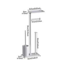 1pc Floor-Standing Toilet Brush Holder, RV Multipurpose Storage Rack, Freestanding Toilet Paper Holder With Storage Shelf, Bathroom Tissue Paper Towel Rack, Detachable Floor-Standing Cleaning Rack With Toilet Paper Holder - Multicolor - View 14