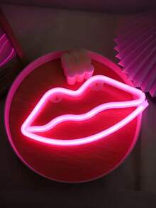 Pink/Red Lip Shaped LED Neon Light - USB Or Battery Powered Romantic Decorative Art Lamp, LED Desktop Decor, Bedroom Wall Decor Light, Hanging Romantic Love Light Suitable For Room, Living Room, Valentine's Day, Anniversary, Mother's Day, Bar, Party, Proposal Decoration, Wall Decor Neon Light - Multicolor - View 6