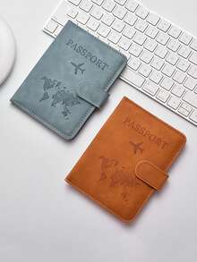 1pc PU Leather Passport Holder, Multi-Functional Anti-Magnetic Anti-RFID Card Case - Multicolor - View 4