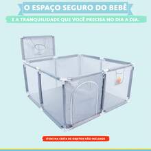 Children's Playpen With Basket, Square - Grey - View 4
