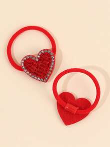 12PCS Mother's Day Hair Band For Girls Heart Hair Tie, Heart Rhinestone Elastic Hairpin, Sweet Cute Cherry Hair Elastic Ties Set For Mother Gift And Casual Daily Wear Spring&Summer Outfit, Mother's Day Teens Hair Accessories - Multicolor - View 8