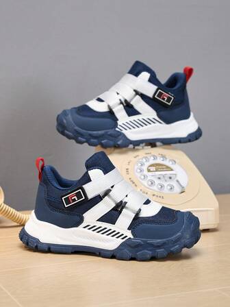 1 par de zapatos deportivos de malla transpirable para niños, con cierre mágico de fácil puesta y quita, moda unisex para niños/niñas, de alta calidad, anti-patadas y anti-colisión, para uso casual al aire libre, diario, escuela y correr