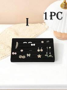 9pcs/1pc Velvet Jewelry Tray, Jewelry Dish, Multi-Functional Storage Box, Large Capacity Jewelry Organizer With Independent Compartments, Stackable Jewelry Rack, Suitable For Earrings, Necklaces, Bracelets, Rings, Hair Clips, Hair Bands, Etc. Valentine's Day Velvet Jewelry Tray - Black - View 19