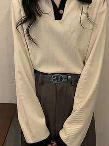 Joopzqm Women's Casual Belt Pin Buckle Belt Paired With Jeans Dress Fashionable Genuine Leather Belt - Black - View 2