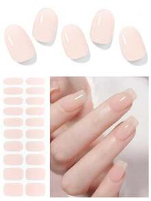 中效固化凝胶美甲贴 20/40 片 裸粉色凝胶美甲贴纸 | 凝胶美甲包装用品 | 需使用 UV 灯固化，沙龙级美甲贴纸，易于使用，适用于按压式美甲贴片