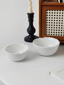 1 pièce/2 pièces/4 pièces Set Bol à dessert en céramique blanche minimaliste et haut de gamme avec motif de feuille de ginkgo, bol à riz élégant, assiette personnalisée pour fruits secs et collations, assiette à fruits pour le salon, coupelle à sauce, convient pour les restaurants, les pâtisseries, le salon - Blanc - Voir 7