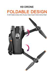 CASRRA Drone K9 con cámaras duales, equipado con caja de almacenamiento plegable para fotografía aérea conveniente. Este innovador cuadricóptero multifuncional se puede controlar a través de una aplicación, con control de velocidad, control de detección de gravedad, volteretas de 360 grados y aterrizaje con un solo toque. Un regalo ideal para principiantes adultos, fiestas de cumpleaños, festivales, Navidad y Halloween. - Negro - Ver 6