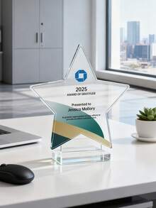 Customize Personalized Acrylic Award Plaque,Custom Name,Star Shaped Trophy,Anniversary Gift For Him, Couple Gift,Unforgettable Gratitude Gift For Celebrating Special Days,Custom Corporate Recognition Trophy,Employee Award Plaque - Retirement Or Appreciation Gift For Staff & Manag - Multicolor - View 7