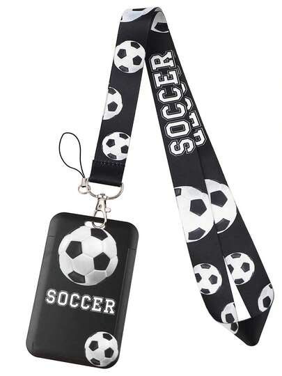 New Sports Football Card Holder, Student Bus Card Case, Ball Game Work ID Protector, Long Lanyard ID Badge Holder, Factory Card, Metro/Bus Pass Chest Plate Protector, Campus Card Holder, Kindergarten Card Holder, Student ID Card Case, Back To School Essential