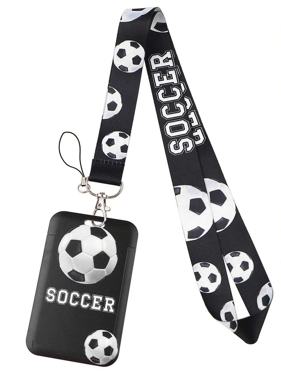 New Sports Football Card Holder, Student Bus Card Case, Ball Game Work ID Protector, Long Lanyard ID Badge Holder, Factory Card, Metro/Bus Pass Chest Plate Protector, Campus Card Holder, Kindergarten Card Holder, Student ID Card Case, Back To School Essential