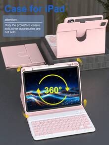 360°旋转键盘保护套，兼容iPad A16（第11/10代）、第9/8/7代（10.2英寸）、iPad Air（10.9/11英寸），采用TPU翻盖PU皮革材质，内置无线蓝牙键盘（150mAh电池）和支架，粉色 - 粉色 - 查看 2