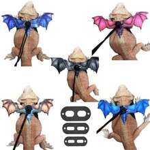 Reptile Harness With Wings - Leather Lizard Leash For Outdoor Travel, Suitable For Chameleons And Small Pets