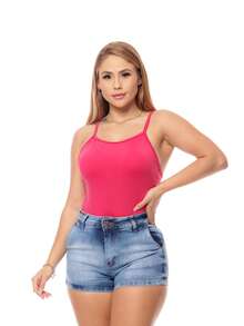 Body Feminino Alcinha Suplex Varias Cores Moda Praia  elegante  Casual    Férias  Praia - Pink - Visão 4