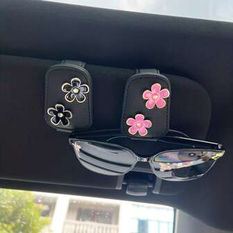 1 pieza, Clips magnéticos para gafas de sol de coche con diseño de flor de gota de aceite, Clips de almacenamiento de gafas de sol de moda para coche, Clips para marco de gafas de sol, Clips para entradas, Accesorios de parasol de coche, Artículos de decoración interior