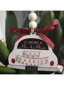 结婚礼物 - 送给新郎新娘的礼物 - 2025年结婚礼物，送给新娘、准新郎新娘、新婚夫妇的礼物 - 2025年第一个圣诞节的木制婚礼装饰品，送给家人和朋友的最佳节日礼物 - 彩色 - 查看 11