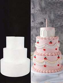 5cm High Foam Cake Model, Used For Wedding & Holiday Decoration, Cake Embroidery Practice, Reusable Baking Tool, Suitable For Baking Display, Wedding Cake Design, Polystyrene Cake Base Decoration Practice, Cake Styling, Suitable For Valentine's Day & Wedding Display - Multicolor - View 5