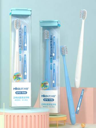 1 cepillo de dientes + 2 cepillos interdentales - Cepillo de dientes suave para adultos, estuche de cristal premium, limpia eficazmente las manchas rebeldes