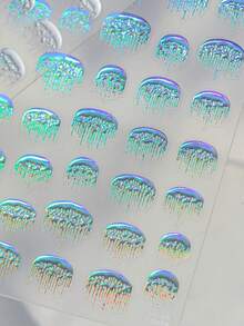 1pc Sparkling Silver Minimalist French Tassel Press-On Nail Stickers 5D Nail Art Elegant Modern Chic Self Adhesive Nails For Women's Sophisticated DIY Manicure Decals