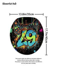 1/3/4pcs Gaming Controller Graffiti Number 67 Shower Curtain Bathroom Sets,Cool Gamer Waterproof And Wear-Resistant Accessories,With 12 Hooks - Includes Toilet Seat Cover, Bath Mats, And Rugs - Plastic Fabric - Washable,Mildew-Resistant - Perfect For Holiday Decor,Home/Bedroom/House/Western/Spring Decor,