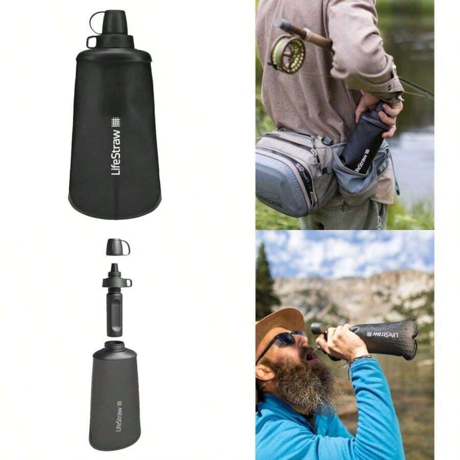 Peak Series Filtro de agua - 1 L, gris montaña oscuro, protege bacterias y parásitos, ultracompacto y versátil(Mountain Blue 0.7 Litros) - Multicolor - Ver 1