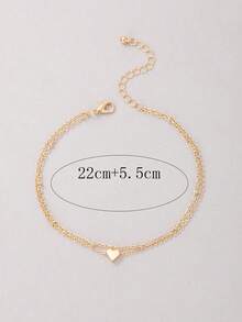 1 pieza Tobillera de cadena delicada de varias capas minimalista, colgante con encanto de corazón, versátil para uso diario, casual, fiesta, cita, regalo (cadena hecha a mano con un número variable de cuentas redondas pequeñas) - 17379 - Ver 5