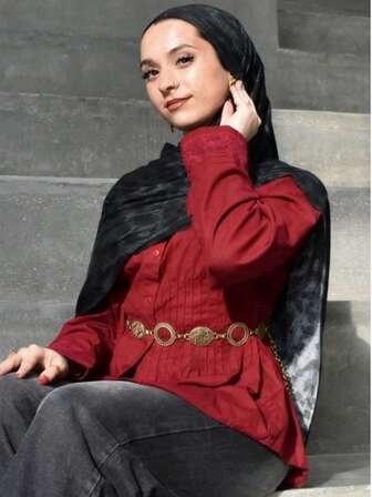 1PC Women's Scarves Bohemian Black Leopard Print Hijab, Thin Lightweight And Breathable, Suitable For Daily Wear