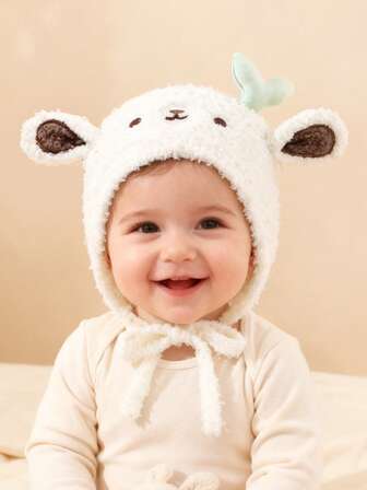 1 Stück süßer Hirschgeweih Baby Strick Beanie, warm & windabweisend, Alltagskleidung, Weihnachtsgeschenk