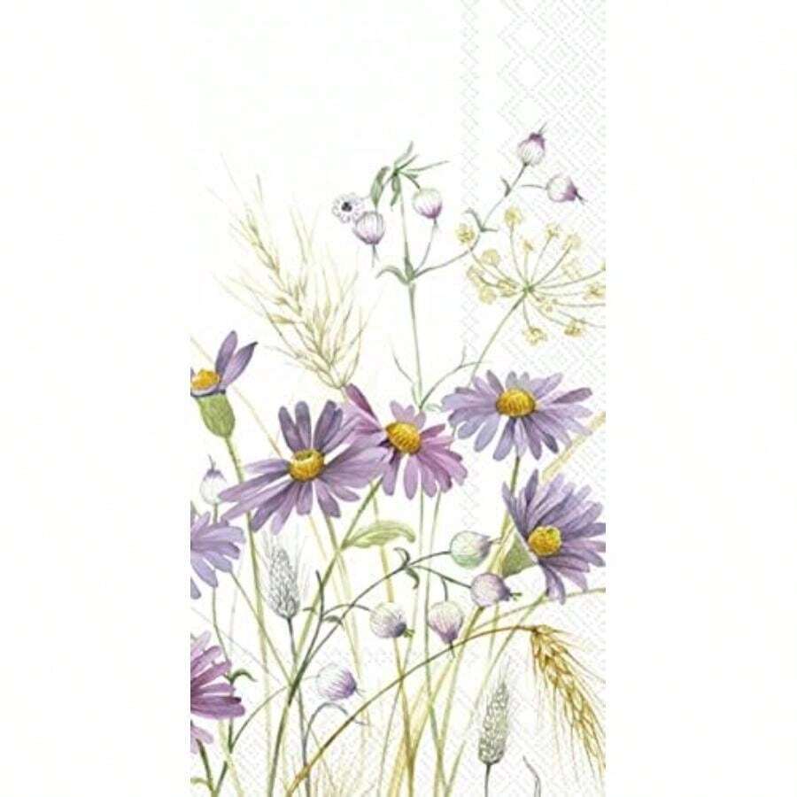 IHR Home Range Servilletas desechables de papel de 3 capas, 8.5 pulgadas, 4.5 pulgadas, árboles de Navidad verdes, blanco y verde(8.5" 4.5" Lilac Aster) - Multicolor - Ver 1