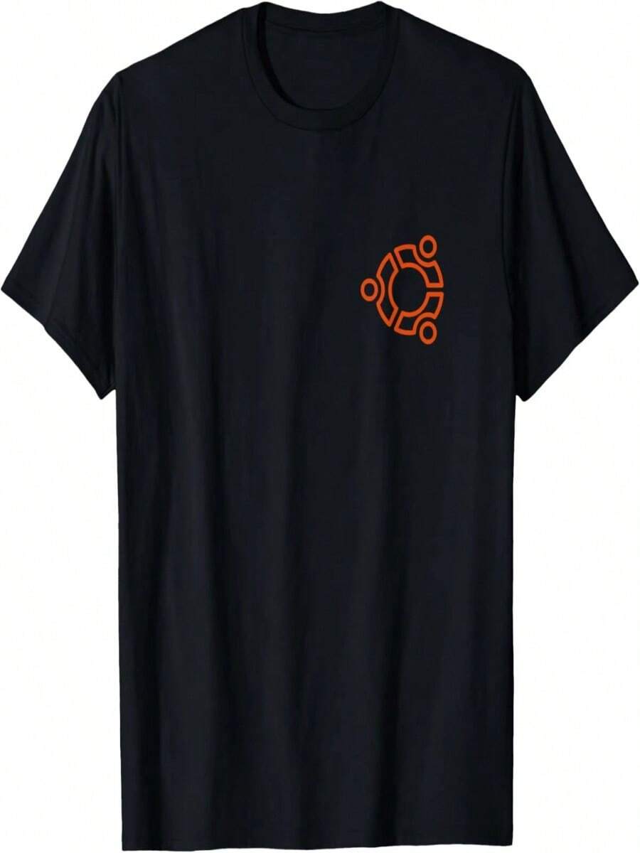 Linux lovers tee with Orange Ubuntu Logo Open Source Os T-Shirt - Negro - Ver 1